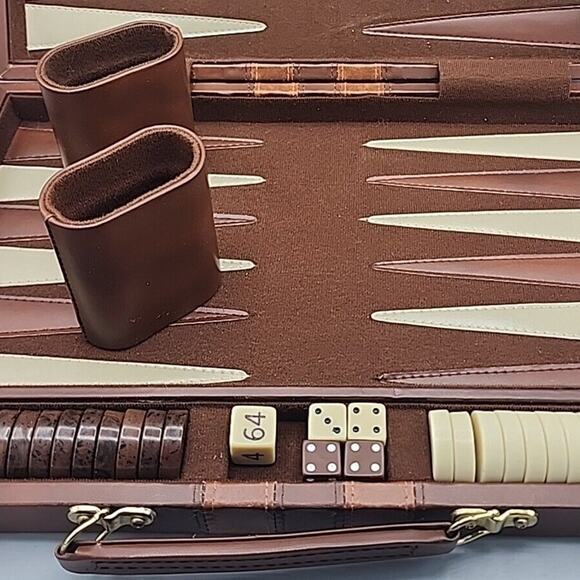 Vintage Backgammon Cardinal 1" Bakelite Brown Attache Case Briefcase 10×15" - Picture 1 of 13